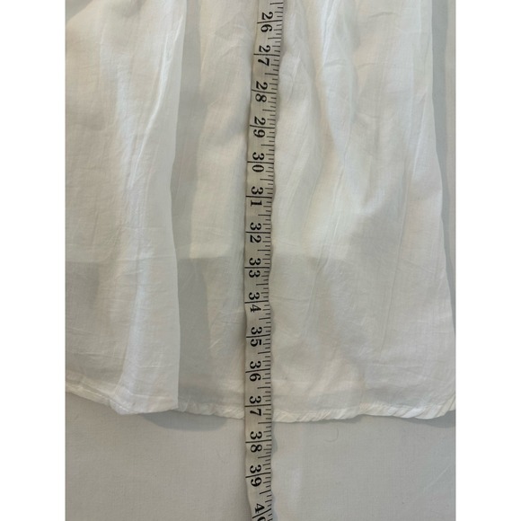 White Dress 100% Cotton Boho Cottagecore Semi Sheer Embroidered Free Size Festiv - Picture 8 of 8